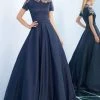 Ieena Duggal - 25809I High Collar Embellished Satin Ballgown