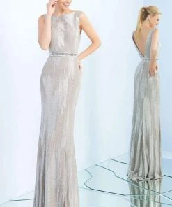 Ieena Duggal - 25845I Ribbed Jersey Fitted Gown Formal Gowns