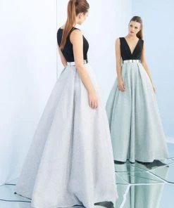 Ieena Duggal - 25878I Sleeveless Ruched V-Neck Metallic Gown 7 Ieena Duggal - 25878I Sleeveless Ruched V-Neck Metallic Gown