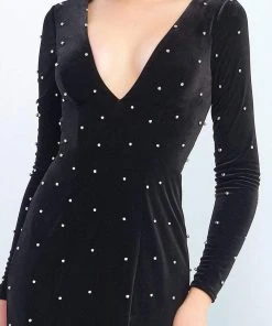 Ieena Duggal - 25934I Rhinestone Ornate Black Velvet Evening Gown Formal Gowns 5 Ieena Duggal - 25934I Rhinestone Ornate Black Velvet Evening Gown Formal Gowns