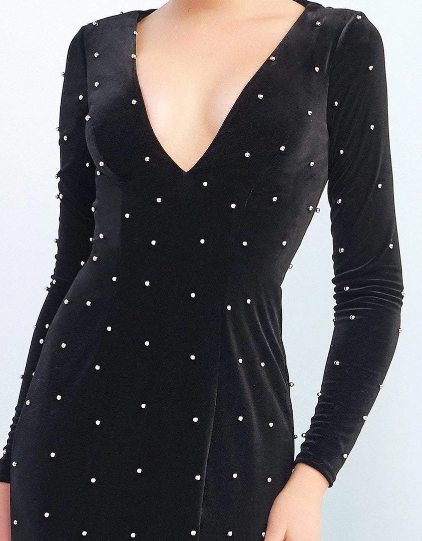 Ieena Duggal - 25934I Rhinestone Ornate Black Velvet Evening Gown Formal Gowns 4 Ieena Duggal - 25934I Rhinestone Ornate Black Velvet Evening Gown Formal Gowns