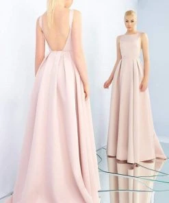 Ieena Duggal - 25945I Sleeveless Bateau Pleated Ballgown With Train