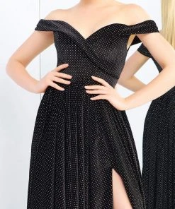 Ieena Duggal - 25959I Polka Dot Off-Shoulder A-Line Evening Gown