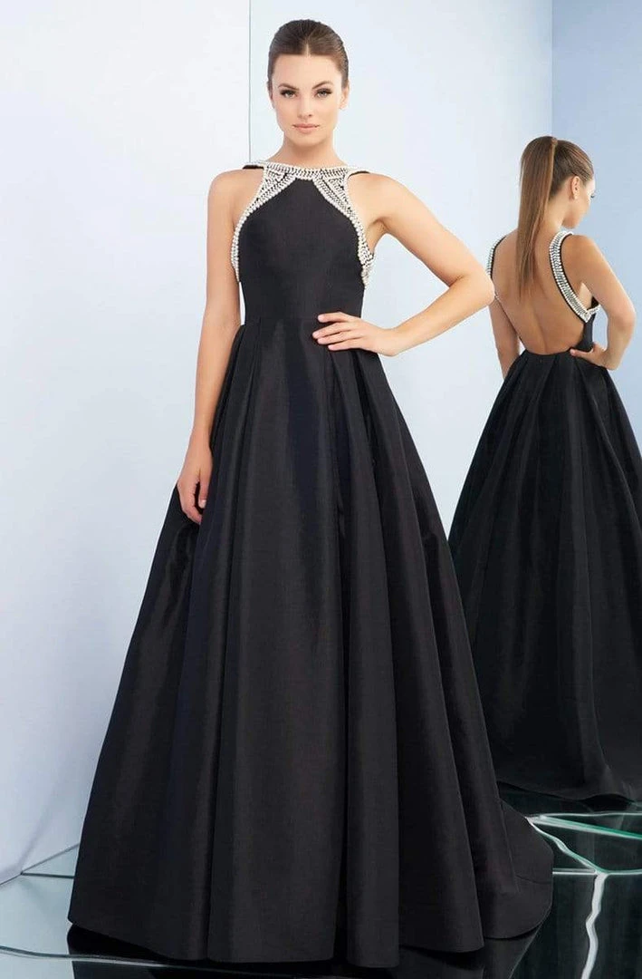 Ieena Duggal - 26014I Pearl Beaded Halter Pleated Ballgown 3 Ieena Duggal - 26014I Pearl Beaded Halter Pleated Ballgown