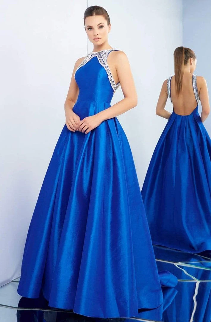 Ieena Duggal - 26014I Pearl Beaded Halter Pleated Ballgown 4 Ieena Duggal - 26014I Pearl Beaded Halter Pleated Ballgown