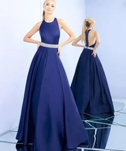 Ieena Duggal - 26021I Crystal Beaded Racerback A-Line Gown Formal Gowns