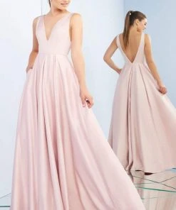 Ieena Duggal - 26031I Sleeveless Low Plunging V Back A-Line Prom Gown