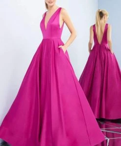 Ieena Duggal - 26031I Sleeveless Low Plunging V Back A-Line Prom Gown