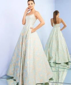 Formal Gowns Ieena Duggal - 26117I Spaghetti Strap Beaded Floral Ballgown