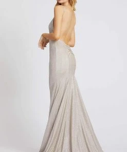 Formal Gowns Ieena Duggal - 26330I Scoop Neck Backless Mermaid Gown In Silver
