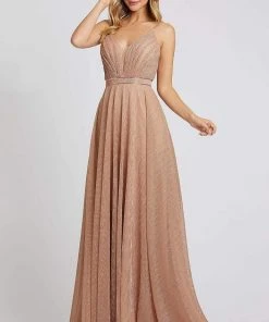 Formal Gowns Ieena Duggal - 30685I V Neck Sleeveless Shimmer A-Line Gown