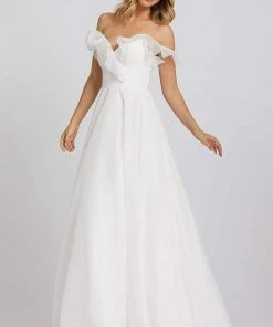 Formal Gowns Ieena Duggal - 48942I Ruffled Off Shoulder V-Neck A-Line Gown