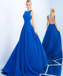 Ieena Duggal - 55192I Chiffon Bateau A-line Dress