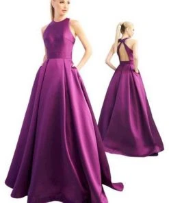 Formal Gowns Ieena Duggal - 55241I Bow Accent Cutout Back Sleeveless A-Line Gown