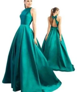 Formal Gowns Ieena Duggal - 55241I Bow Accent Cutout Back Sleeveless A-Line Gown