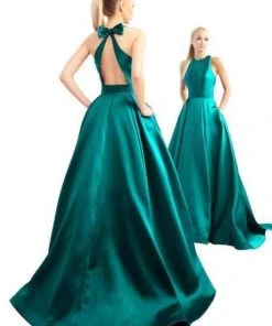 Formal Gowns Ieena Duggal - 55241I Bow Accent Cutout Back Sleeveless A-Line Gown