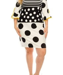 Plus Size Dresses ILE Clothing - SCP1082 Polka Dots Sheath Short Dress