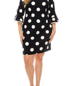 Plus Size Dresses ILE Clothing - SCP1082 Polka Dots Sheath Short Dress
