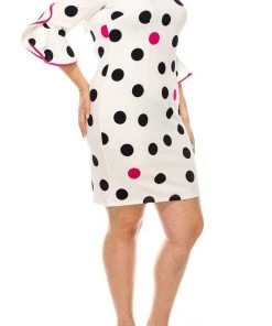 Plus Size Dresses ILE Clothing - SCP1082 Polka Dots Sheath Short Dress