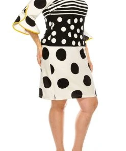 Plus Size Dresses ILE Clothing - SCP1082 Polka Dots Sheath Short Dress