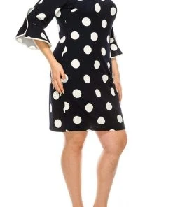 Plus Size Dresses ILE Clothing - SCP1082 Polka Dots Sheath Short Dress