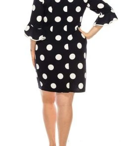 Plus Size Dresses ILE Clothing - SCP1082 Polka Dots Sheath Short Dress