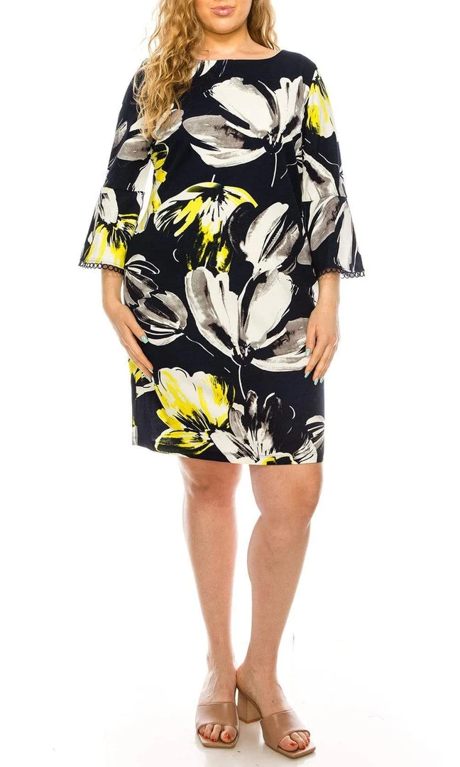 Plus Size Dresses ILE Clothing - SCP5901B Floral Printed Bateau Dress 9 Plus Size Dresses ILE Clothing - SCP5901B Floral Printed Bateau Dress