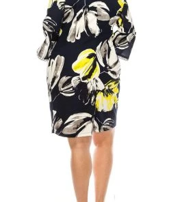 Plus Size Dresses ILE Clothing - SCP5901B Floral Printed Bateau Dress 14 Plus Size Dresses ILE Clothing - SCP5901B Floral Printed Bateau Dress