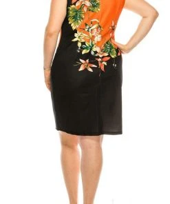 ILE Clothing - SCP891 Floral Printed Sheath Short Dress Plus Size Dresses