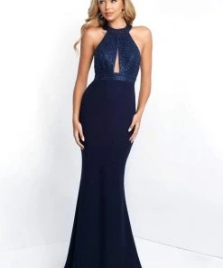 Blush By Alexia Designs Formal Gowns Intrigue - 401 Beaded Halter Sheath Dress