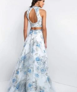 Blush By Alexia Designs Formal Gowns Intrigue - 413 Two Piece Halter Beaded Organza Prom Dress