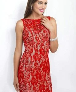 Blush By Alexia Designs Intrigue - Bateau Neckline Lace Cocktail Dress 41S