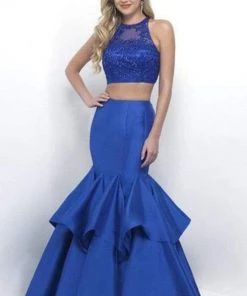 Blush By Alexia Designs Intrigue - Beaded Applique Crop Top Two-Piece Mermaid Dress 293