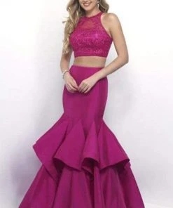 Blush By Alexia Designs Intrigue - Beaded Applique Crop Top Two-Piece Mermaid Dress 293