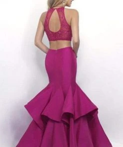 Blush By Alexia Designs Intrigue - Beaded Applique Crop Top Two-Piece Mermaid Dress 293