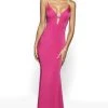 Blush By Alexia Designs Formal Gowns Intrigue By Blush - 533 Embellished Deep V-neck Satin Sheath Dress