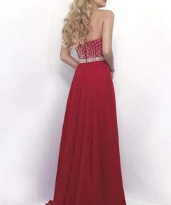 Blush By Alexia Designs Intrigue - Lattice Beaded Strapless A-line Chiffon Dress 255