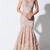 Ivonne D - 221D53 Embroidered V-Neck Evening Dress - 1 Pc Pink Topaz In Size 6 Available