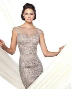 Ivonne D By Mon Cheri - Embroidered Tulle Trumpet Dress 116D25 - 1 Pc Mink In Size 12 Available