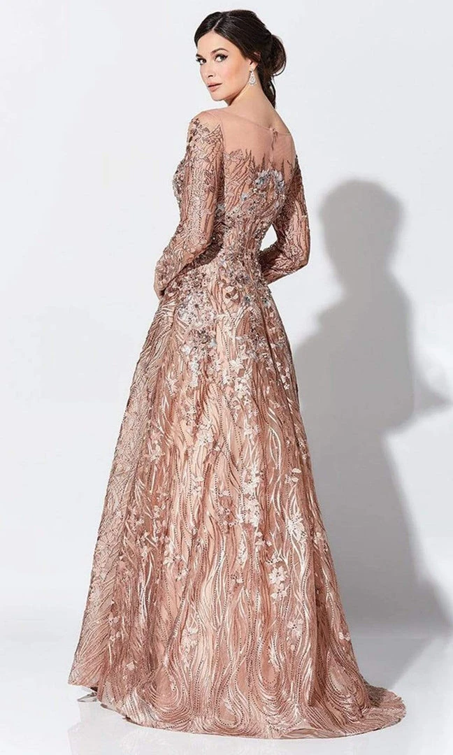 Ivonne D For Mon Cheri - Beaded Illusion Bateau Gown 119D47A - 1 Pc Rose Gold/Multi In Size 10 Available Formal Gowns 4 Ivonne D For Mon Cheri - Beaded Illusion Bateau Gown 119D47A - 1 Pc Rose Gold/Multi In Size 10 Available Formal Gowns