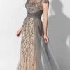 Ivonne D - Short Sleeve Overskirt Formal Gown 122D62