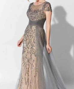 Ivonne D - Short Sleeve Overskirt Formal Gown 122D62