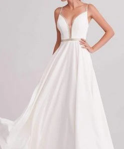 Formal Gowns J'Adore Dresses - J15004 Deep V Neck Satin A-line Gown 10 Formal Gowns J'Adore Dresses - J15004 Deep V Neck Satin A-line Gown