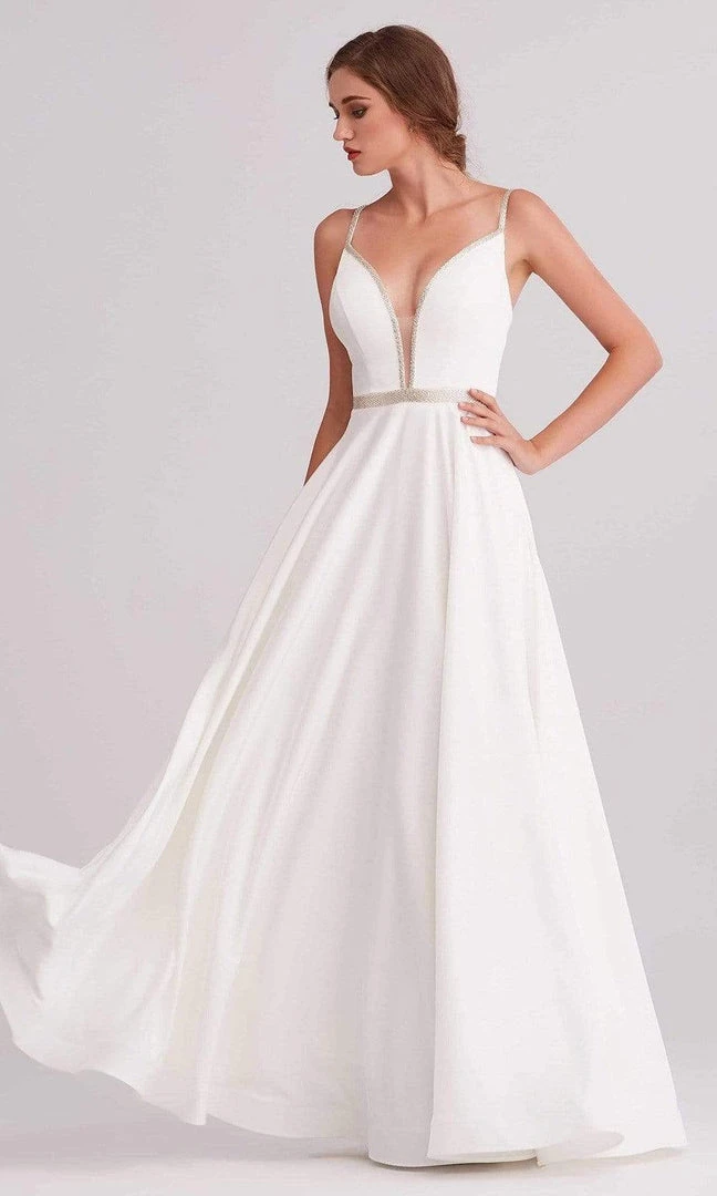 Formal Gowns J'Adore Dresses - J15004 Deep V Neck Satin A-line Gown 6 Formal Gowns J'Adore Dresses - J15004 Deep V Neck Satin A-line Gown