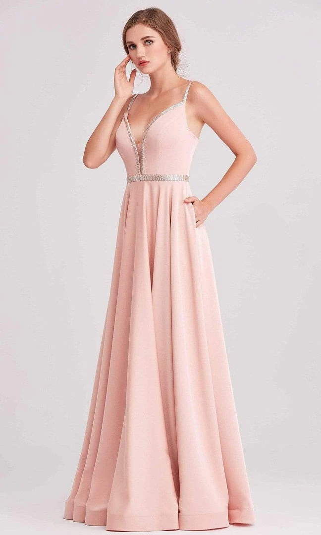 Formal Gowns J'Adore Dresses - J15004 Deep V Neck Satin A-line Gown 3 Formal Gowns J'Adore Dresses - J15004 Deep V Neck Satin A-line Gown