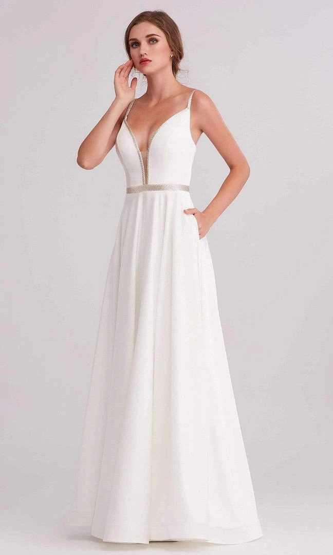 Formal Gowns J'Adore Dresses - J15004 Deep V Neck Satin A-line Gown 5 Formal Gowns J'Adore Dresses - J15004 Deep V Neck Satin A-line Gown