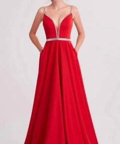 Formal Gowns J'Adore Dresses - J15004 Deep V Neck Satin A-line Gown 11 Formal Gowns J'Adore Dresses - J15004 Deep V Neck Satin A-line Gown