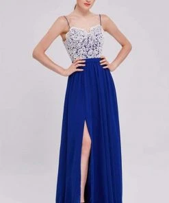 J'Adore Dresses - J16017 Laced Chiffon A-line Long Dress