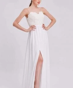 J'Adore Dresses - J16017 Laced Chiffon A-line Long Dress