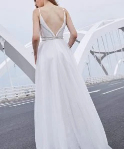 Formal Gowns J'Adore Dresses - J16021 Plunging V-Neck Pleated Ballgown